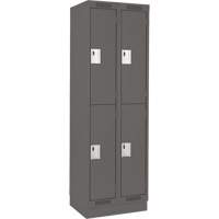 Clean Line Lockers, 2 -tier, Bank of 2, 24" x 18" x 76", Steel, Charcoal, Rivet (Assembled) PB Rental Co. Ltd.
