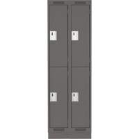 Clean Line Lockers, 2 -tier, Bank of 2, 24" x 18" x 76", Steel, Charcoal, Rivet (Assembled) PB Rental Co. Ltd.