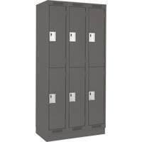 Clean Line Lockers, 2 -tier, Bank of 3, 36" x 18" x 76", Steel, Charcoal, Rivet (Assembled) PB Rental Co. Ltd.