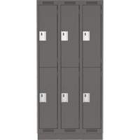 Clean Line Lockers, 2 -tier, Bank of 3, 36" x 18" x 76", Steel, Charcoal, Rivet (Assembled) PB Rental Co. Ltd.