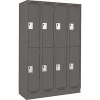 Clean Line Lockers, 2 -tier, Bank of 4, 48" x 18" x 76", Steel, Charcoal, Rivet (Assembled) PB Rental Co. Ltd.
