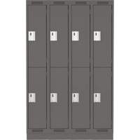 Clean Line Lockers, 2 -tier, Bank of 4, 48" x 18" x 76", Steel, Charcoal, Rivet (Assembled) PB Rental Co. Ltd.