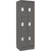 Clean Line Lockers, 3 -tier, Bank of 2, 24" x 18" x 76", Steel, Charcoal, Rivet (Assembled) PB Rental Co. Ltd.