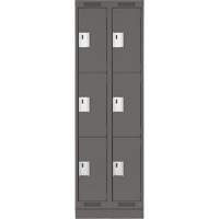 Clean Line Lockers, 3 -tier, Bank of 2, 24" x 18" x 76", Steel, Charcoal, Rivet (Assembled) PB Rental Co. Ltd.