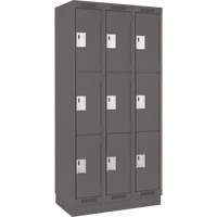 Clean Line Lockers, 3 -tier, Bank of 3, 36" x 18" x 76", Steel, Charcoal, Rivet (Assembled) PB Rental Co. Ltd.
