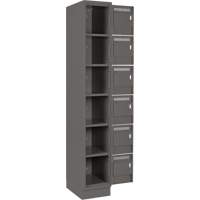Clean Line Lockerette, 6 -tier, Bank of 4, 48" x 18" x 76", Steel, Charcoal, Rivet (Assembled) PB Rental Co. Ltd.