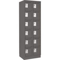 Clean Line Lockerette, 6 -tier, Bank of 2, 24" x 18" x 76", Steel, Charcoal, Rivet (Assembled) PB Rental Co. Ltd.