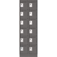 Clean Line Lockerette, 6 -tier, Bank of 2, 24" x 18" x 76", Steel, Charcoal, Rivet (Assembled) PB Rental Co. Ltd.