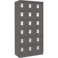 Clean Line Lockerette, 6 -tier, Bank of 3, 36" x 18" x 76", Steel, Charcoal, Rivet (Assembled) PB Rental Co. Ltd.