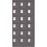 Clean Line Lockerette, 6 -tier, Bank of 3, 36" x 18" x 76", Steel, Charcoal, Rivet (Assembled) PB Rental Co. Ltd.