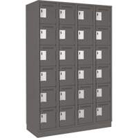 Clean Line Lockerette, 6 -tier, Bank of 4, 48" x 18" x 76", Steel, Charcoal, Rivet (Assembled) PB Rental Co. Ltd.