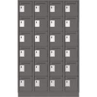 Clean Line Lockerette, 6 -tier, Bank of 4, 48" x 18" x 76", Steel, Charcoal, Rivet (Assembled) PB Rental Co. Ltd.