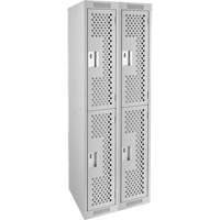 Clean Line Lockers, 2 -tier, Bank of 2, 24" x 15" x 72", Steel, Grey, Rivet (Assembled), Perforated PB Rental Co. Ltd.