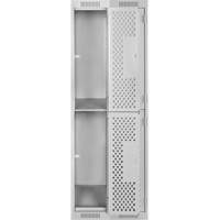 Clean Line Lockers, 2 -tier, Bank of 2, 24" x 15" x 72", Steel, Grey, Rivet (Assembled), Perforated PB Rental Co. Ltd.
