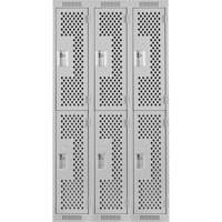 Clean Line Lockers, 2 -tier, Bank of 3, 36" x 15" x 72", Steel, Grey, Rivet (Assembled), Perforated PB Rental Co. Ltd.