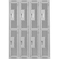 Clean Line Lockers, 2 -tier, Bank of 4, 48" x 12" x 72", Steel, Grey, Rivet (Assembled), Perforated PB Rental Co. Ltd.