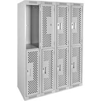 Clean Line Lockers, 2 -tier, Bank of 4, 48" x 12" x 72", Steel, Grey, Rivet (Assembled), Perforated PB Rental Co. Ltd.