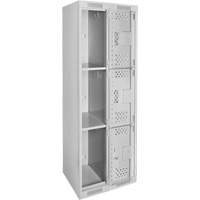 Casiers Clean Line, 3 niveaux, Bloc de 2, 24" x 12" x 72", Acier, Gris, Rivet (assembl&eacute;), Perfor&eacute; PB Rental Co. Ltd.