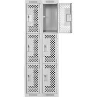 Casiers Clean Line, 3 niveaux, Bloc de 2, 24" x 12" x 72", Acier, Gris, Rivet (assembl&eacute;), Perfor&eacute; PB Rental Co. Ltd.