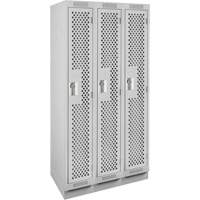 Clean Line Lockers, Bank of 3, 36" x 12" x 76", Steel, Grey, Rivet (Assembled), Perforated PB Rental Co. Ltd.
