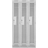 Clean Line Lockers, Bank of 3, 36" x 12" x 76", Steel, Grey, Rivet (Assembled), Perforated PB Rental Co. Ltd.