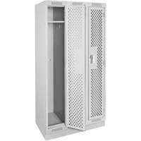 Clean Line Lockers, Bank of 3, 36" x 12" x 76", Steel, Grey, Rivet (Assembled), Perforated PB Rental Co. Ltd.