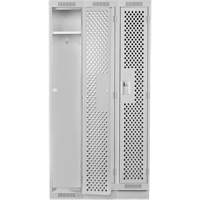 Clean Line Lockers, Bank of 3, 36" x 12" x 76", Steel, Grey, Rivet (Assembled), Perforated PB Rental Co. Ltd.