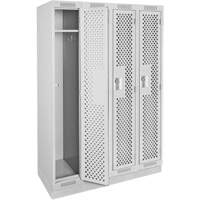 Clean Line Lockers, Bank of 4, 48" x 12" x 76", Steel, Grey, Rivet (Assembled), Perforated PB Rental Co. Ltd.