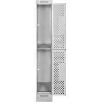 Casiers Clean Line, 2 niveaux, 12" x 18" x 76", Acier, Gris, Rivet (assembl&eacute;), Perfor&eacute; PB Rental Co. Ltd.