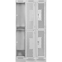 Clean Line Lockers, 2 -tier, Bank of 3, 36" x 15" x 76", Steel, Grey, Rivet (Assembled), Perforated PB Rental Co. Ltd.