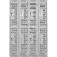 Casiers Clean Line, 2 niveaux, Bloc de 4, 48" x 15" x 76", Acier, Gris, Rivet (assembl&eacute;), Perfor&eacute; PB Rental Co. Ltd.