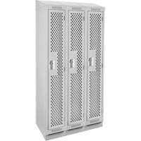 Clean Line Lockers, Bank of 3, 36" x 12" x 82", Steel, Grey, Rivet (Assembled), Perforated PB Rental Co. Ltd.
