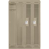 Clean Line Lockers, Bank of 4, 48" x 12" x 82", Steel, Grey, Rivet (Assembled), Perforated PB Rental Co. Ltd.