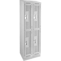 Clean Line Lockers, 2 -tier, Bank of 2, 24" x 18" x 82", Steel, Grey, Rivet (Assembled), Perforated PB Rental Co. Ltd.