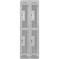 Clean Line Lockers, 2 -tier, Bank of 2, 24" x 18" x 82", Steel, Grey, Rivet (Assembled), Perforated PB Rental Co. Ltd.