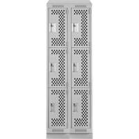 Clean Line Lockers, 3 -tier, Bank of 2, 24" x 15" x 82", Steel, Grey, Rivet (Assembled), Perforated PB Rental Co. Ltd.