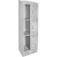 Clean Line Lockers, 3 -tier, Bank of 2, 24" x 15" x 82", Steel, Grey, Rivet (Assembled), Perforated PB Rental Co. Ltd.