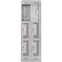 Clean Line Lockers, 3 -tier, Bank of 2, 24" x 15" x 82", Steel, Grey, Rivet (Assembled), Perforated PB Rental Co. Ltd.
