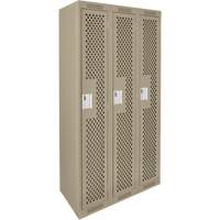 Clean Line Lockers, Bank of 3, 36" x 15" x 72", Steel, Beige, Rivet (Assembled), Perforated PB Rental Co. Ltd.
