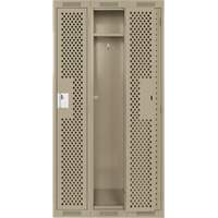 Clean Line Lockers, Bank of 3, 36" x 15" x 72", Steel, Beige, Rivet (Assembled), Perforated PB Rental Co. Ltd.