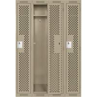 Clean Line Lockers, Bank of 4, 48" x 15" x 72", Steel, Beige, Rivet (Assembled), Perforated PB Rental Co. Ltd.
