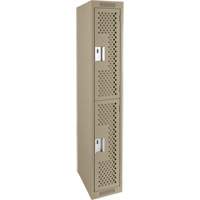 Clean Line Lockers, 2 -tier, 12" x 15" x 72", Steel, Beige, Rivet (Assembled), Perforated PB Rental Co. Ltd.