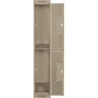 Clean Line Lockers, 2 -tier, 12" x 15" x 72", Steel, Beige, Rivet (Assembled), Perforated PB Rental Co. Ltd.