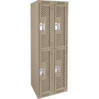 Clean Line Lockers, 2 -tier, Bank of 2, 24" x 15" x 72", Steel, Beige, Rivet (Assembled), Perforated PB Rental Co. Ltd.