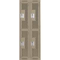 Clean Line Lockers, 2 -tier, Bank of 2, 24" x 15" x 72", Steel, Beige, Rivet (Assembled), Perforated PB Rental Co. Ltd.
