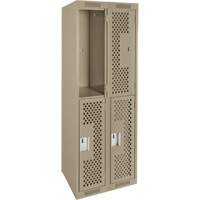 Clean Line Lockers, 2 -tier, Bank of 2, 24" x 15" x 72", Steel, Beige, Rivet (Assembled), Perforated PB Rental Co. Ltd.