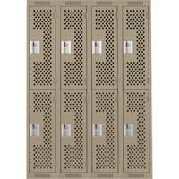 Clean Line Lockers, 2 -tier, Bank of 4, 48" x 12" x 72", Steel, Beige, Rivet (Assembled), Perforated PB Rental Co. Ltd.