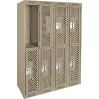 Clean Line Lockers, 2 -tier, Bank of 4, 48" x 12" x 72", Steel, Beige, Rivet (Assembled), Perforated PB Rental Co. Ltd.