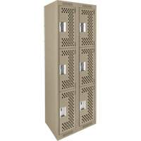 Clean Line Lockers, 3 -tier, Bank of 2, 24" x 12" x 72", Steel, Beige, Rivet (Assembled), Perforated PB Rental Co. Ltd.