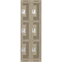 Clean Line Lockers, 3 -tier, Bank of 2, 24" x 12" x 72", Steel, Beige, Rivet (Assembled), Perforated PB Rental Co. Ltd.